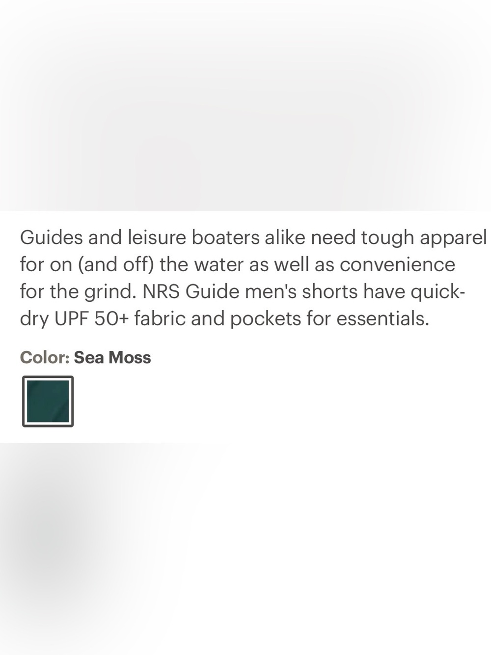 NRS Men's Guide Hybrid Shorts — Deep Teal Sea Moss NWOT never worn - Picture 5 of 5